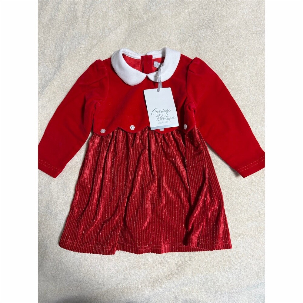 Carriage Boutique Baby Girl Dress 12-18M Red A-Line Holiday Party Collar
